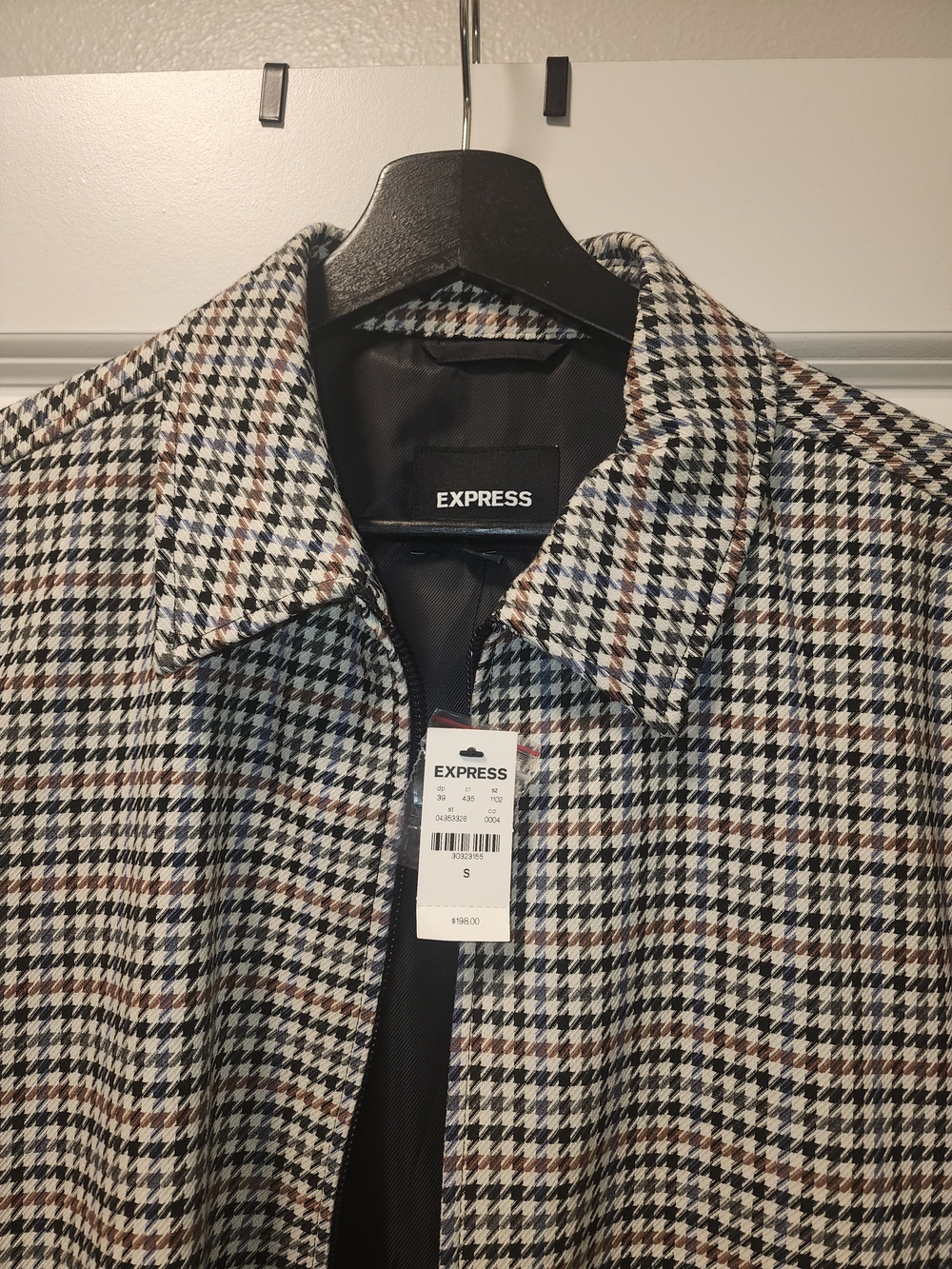 Express Men’s Houndstooth Shirt Jacket - Black, White & Brown
